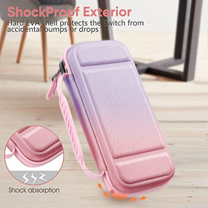 FINTIE Shockproof Carrying Case for Nintendo Switch Lite 2019 | Hard Shell Protective Cover, Portable Travel Storage Bag, Game Card / Micro SD Card Slots, Inner Pocket, Fantasy Ombre - color: fantasy ombre