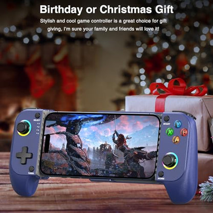 NealGamefy Phone Controller for iPhone/Android - Mobile Gaming Controller with Hall Effect Joystick, Phone Case Support,Turbo Function, Dual Vibration- Phone Controller Compatible with More Games - color: Blue