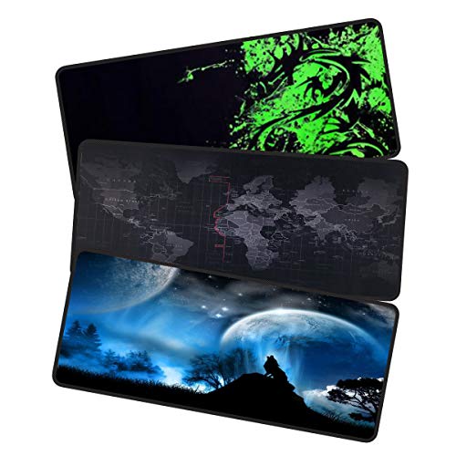 Qisan Large Gaming Mouse Pad Extended Size Mousepad for Computer Desktop PC Laptop 31.5"x11.8"x0.15" Keyboard Pad Desk Pad with Anti-Slip Rubber Base | Large Desk Mat for Keyboard and Mouse-3PCS Combo - color: Combo 3pcs