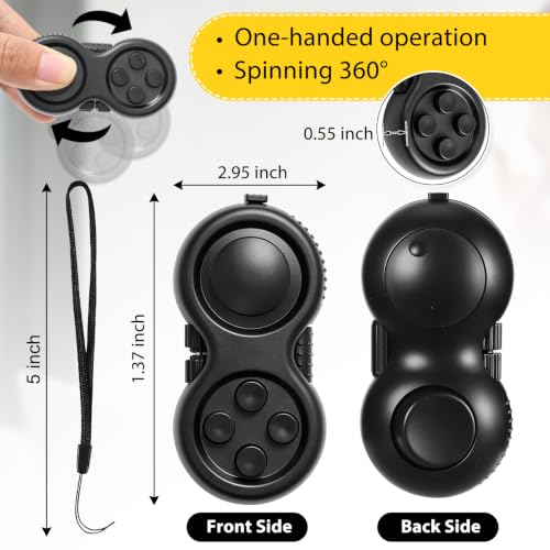 Skylety 2 Pcs Fidget Toys for Adult Controller Fidget Pad Stress Relief Cube Clicker Game Controller Sensory Educational Toy for ADHD Autism Relief Stress Anxiety (All Black Style) - style: All Black Style
