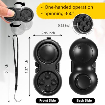Skylety 2 Pcs Fidget Toys for Adult Controller Fidget Pad Stress Relief Cube Clicker Game Controller Sensory Educational Toy for ADHD Autism Relief Stress Anxiety (All Black Style) - style: All Black Style