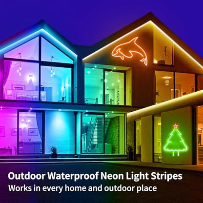 segrass 16.4FT Neon Rope Light,Flexible Led Rope Lights Control with App/Remote,Multiple Mode Rope Lights,IP65 Outdoor RGB Led Neon Lights Waterproof,Music Sync Gaming Led Neon Light Strip for Bedroom - size: 16.4FT