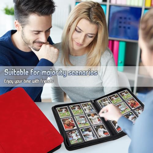 Trading Card Binder, Premium 9 Pocket Double Sided 540 Pocket PU Card Collection Binder, Collectible Trading Card Albums for MTG, TCG, Sport Card, Game Cards (Red) - color: Red