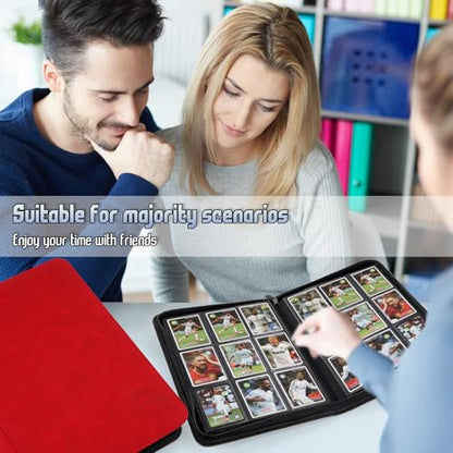 Trading Card Binder, Premium 9 Pocket Double Sided 540 Pocket PU Card Collection Binder, Collectible Trading Card Albums for MTG, TCG, Sport Card, Game Cards (Red) - color: Red
