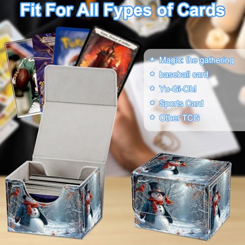 Snowman Deck Box for MTG Commander | Holds 100+ Double-Sleeved Cards | Strong Magnetic TCG Card Case for Collectible Games - color: Snowman
