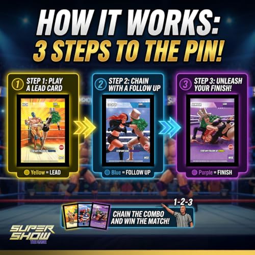 Wrestling Trading Card Game, 4-Player Starter Set, Fun Tabletop Game with Dice & Playing Cards, Collectible Card Game for Ages 13+