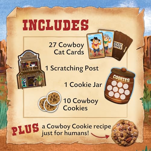 Peaceable Kingdom Meowdy Partner Cooperative Matching Game | A cooperative game where players team up to win together. Includes 27 cowboy cat cards and 1 scratching post. Ages 3+.