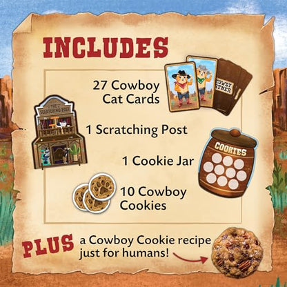 Peaceable Kingdom Meowdy Partner Cooperative Matching Game | A cooperative game where players team up to win together. Includes 27 cowboy cat cards and 1 scratching post. Ages 3+.