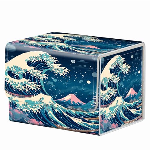 Strong Magnet Case Deck Box Mtg Card Box Playing Card Box Magic Deck Box Tcg Up to 200 Cards Creative Pattern Trading Card Storage Box for Collectible Card Games, Blue Wave - color: Blue Wave