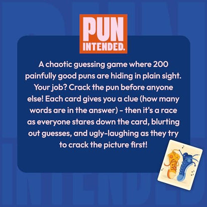 Pun Intended – Picture Guessing Card Game, Party Game for Families & Adults | Fast-Paced Board Game, Puns & Wordplay Fun Gift for Game Lovers, Family Game Night, Travel-Friendly, 2–10 Players