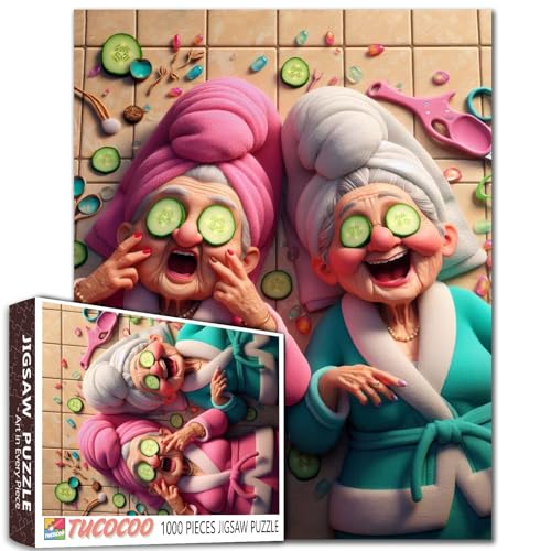 Old Woman Doing Maintenance Jigsaw Puzzles 1000 Piece for Adult Grandma Lady Love Beauty Puzzles Family Activity Perfect for Game Night Intellectual Decompressing Fun Family Game - color: Old Woman-a08
