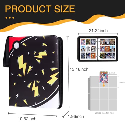 Collectible Trading Card Albums, 9 Pocket Trading Card Holder Fits 990 Cards With 55 Removable Sleeves Card Storage Organizer Case Compatible with Trading Card and Other Sports Cards - color: 990-BLACK