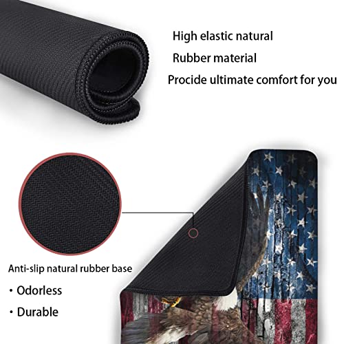 Patriotic Desk Mat,American Flag Gaming Mouse Pad,XXL Extended Mouse Pad Mat for Office,Computer,Keyboard with Non-Slip Base Stitched Eges Mousepad 35''×15.7''×0.12'' - color: American Flag Eagle Spreads Wings