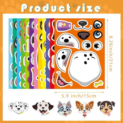Make a Face Stickers, Make Your Own Dog Stickers for Kids, Animal Sticker | 24 Sheets Dogs Sticker for Birthday Gift Party Favors Supplies Teacher Art Craft, Games School Activity Reward - style: Dog