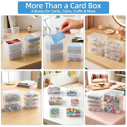 neotidy Playing Card Storage Box Set of 6, Clear Plastic Playing Card Cases Organizer with Snap Lid, Mixed Sizes Card Game Storage for UN* Cards, Standard Decks, Trading Cards, Card Game Holder Case