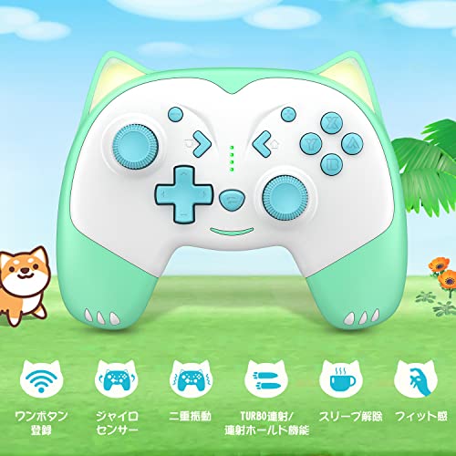 ECHTPower Switch 2 Pro Controller with Hall Effect Joysticks, One-Key Wake-Up for Switch 2, Wireless Controller for Switch 2/Switch/Lite/OLED, Turbo Button, 4 Back Buttons, RGB Lighting, 3.5mm Jack, Dual Vibration, 6-Axis Gyro (White Green) - color: White