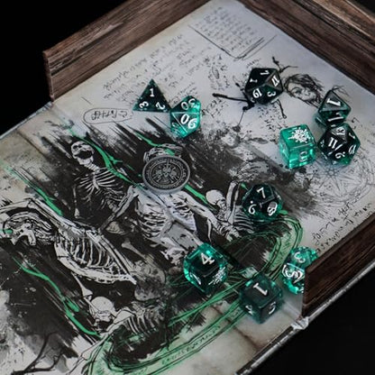 Polyhedral Dice Set - Dice Set for DND, Pathfinder & Tabletop RPGs (Necromancer)