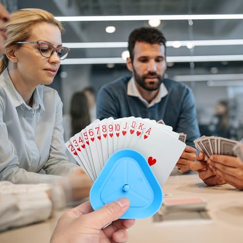 6 Pcs Playing Card Game Holders, 6 Colors Hands Free Triangle Shaped Poker Tray, Holds Up to 15 Poker Cards Hands for Kids, Adults,Parties,Classroom Activities Not Included Cards - color: 3