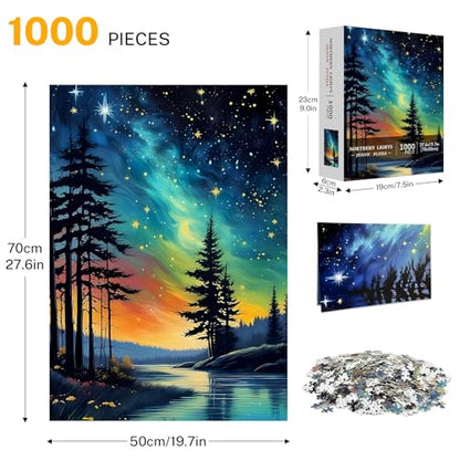 Northern Lights Puzzles for Adults 1000 Pieces, Aurora Borealis Nature Landscape 1000 Piece Puzzle for Adults, Impossible Difficult Hard Fun Jigsaw Puzzles 1000 Pieces