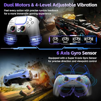 DOYO Wired Controller for PlayStation 5, PS5, PC, PS4, USB Gamepad Joystick for Windows 7/8/10, Laptop, Steam - Dual Vibration, Turbo, Hall Effect Trigger, 6 Axis Gyro Sensor, 3.5mm Audio Jack - color: Gray-Wried
