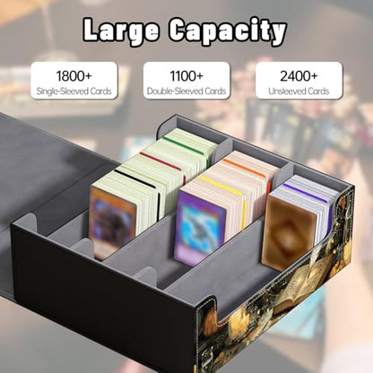 DEGDFSGR Card Game Storage Box for TCG MTG Commander Deck Box MTG Card Box Organizer Trading Card Case Magnetic Closure Creative Pattern Up to 2400 Cards, Magic Wizard Black Cat - color: Magic Wizard Black Cat