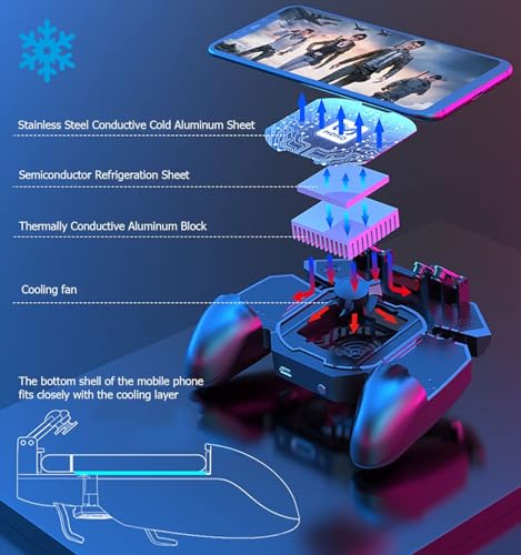 11 in 1 PUBG Mobile Phone Game L2R2 Controller w/ Semiconductor Cooler | No Built-in Battery, Cell Phone 4 Gaming Triggers Gampad Grip for PUBG/Call of Duty/Apex/Fortnitee/Free Fire