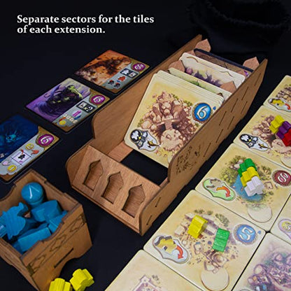 SMONEX Organizer Insert Compatible with Five Tribes and All Expansions - Ideal Board Game Organizer for Vertical Storage - Laser Engraved Insert Suitable for the 5 Tribes Board Game