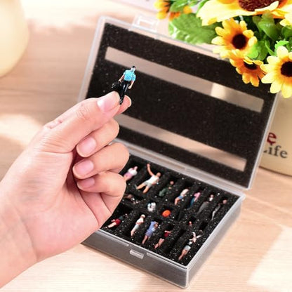 Fremego Miniature Figure Storage Case,Transparent Figurine Storage Box Display Case Plastic Carrying Case for 1/64 1/87 Scale Figurines with Foam Insert (1)