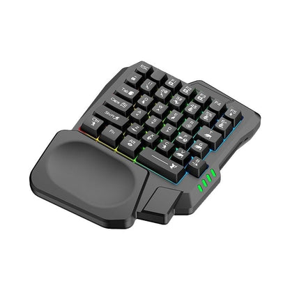 35 Keys One Handed Gaming Keyboard, Wired One-Handed Keypad with Mechanical Feel, Non Transparent Keycaps, Full N-Key Rollover, Ergonomic Wrist Rest, Plug and Play for PC Laptop Tablet (Black) - color: Black