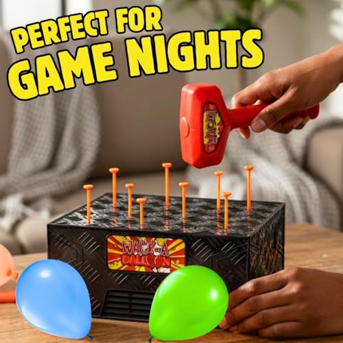 Wack A Balloon Pop Game for Kids and Family, Interactive Balloon Popping Board Activity, Tabletop Party Play for Family Night, Birthday Gift Ages 4+