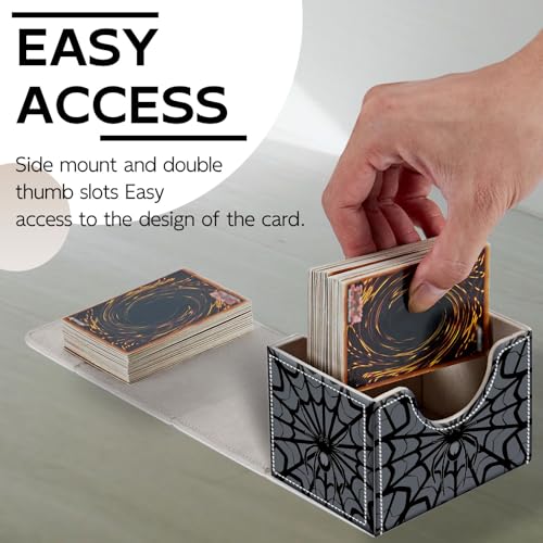 Trading Card Storage Box, Holds 100+ for MTG Cards, Premium PU Leather with Magnetic Closure, Spider Web Durable Deck Box for Magic the Gathering, Trading Card Games - color: Spider Web