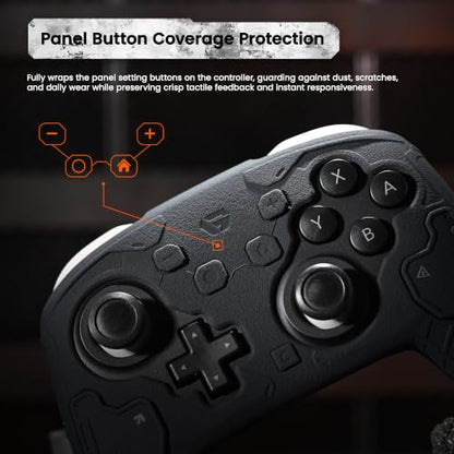 GesTac Silicone Case Compatible with Switch 2 Pro Controller, Protective Cover Skin, Tactical Anti-Slip Grip Cover, Shockproof Soft Silicone Sleeve, Sweat-Resistant, 3D Texture – Black