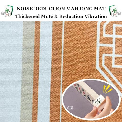 Blue Round Mahjong Mat with Carrying Bag, Anti Slip Noise Reduction Poker Card Board Tile Games Polyester Table Cover(Blue-3,33.46x33.46 in) - color: Blue-3, size: 33.46x33.46 in