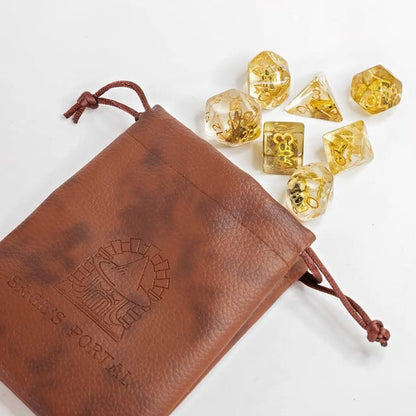 Sage's Portal Familiars and Reagents Resin DND Dice Set Polyhedral Dice Set for Dungeons and Dragons RPG Tabletop TTRPG (Golden Skull) - color: Golden Skull