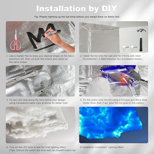 3D Thundercloud Ceiling Light, 16.4FT | DIY Lightning Effects, RGB Color Changing, Music Sync, Smart APP Control - size: 16.4ft