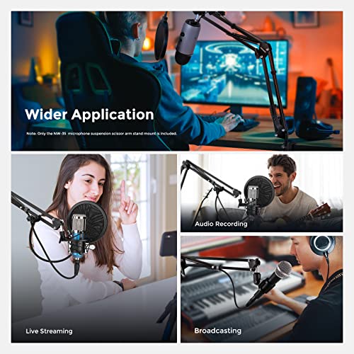 Neewer Microphone Arm Stand, Suspension Boom Scissor Mic Arm Stand with 3/8” to 5/8” Screw and Cable Ties Compatible with Blue Yeti, Snowball, Yeti X, Quadcast and Other Mics, Max Load 1.5kg - style: NW-35