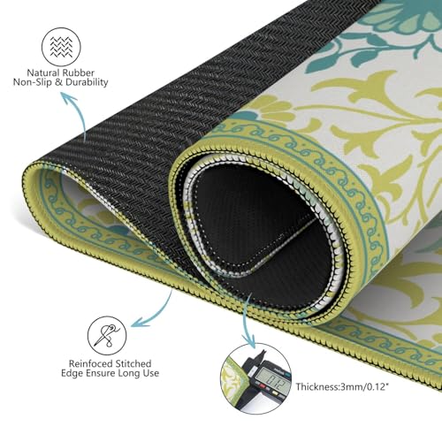 Elegant Mahjong Mat for Table, 31.5*31.5in Anti Slip Mahjong Table Cloth, Noise Reduction, Neoprene Mah jongg Mat with Carrying Bag & 3 Dices, Poker Board Tile Games Mats, William Morries's Vine - color: Green05