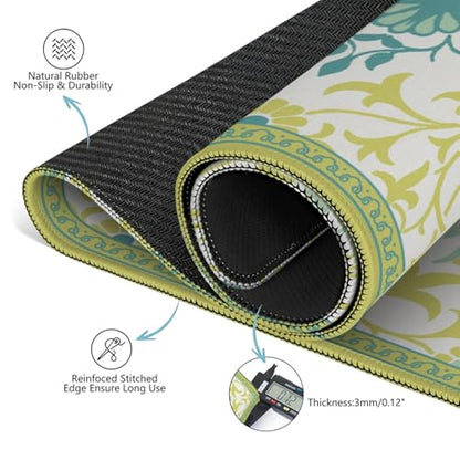 Elegant Mahjong Mat for Table, 31.5*31.5in Anti Slip Mahjong Table Cloth, Noise Reduction, Neoprene Mah jongg Mat with Carrying Bag & 3 Dices, Poker Board Tile Games Mats, William Morries's Vine - color: Green05