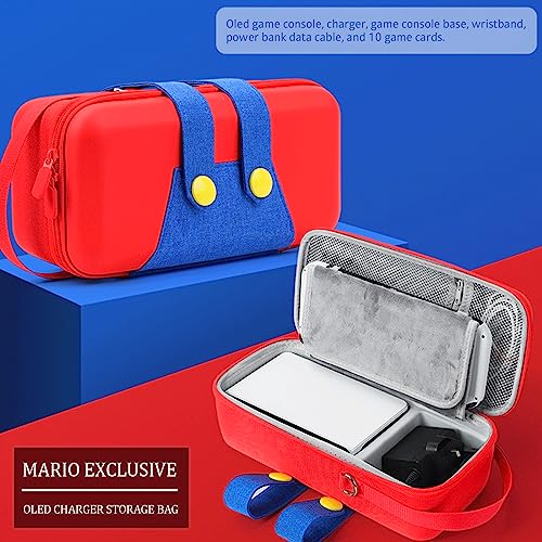 QUBAMG Switch Dock Case Compatible with Nintendo Switch & Switch OLED, Fit Joy-Con,AC Adapter, Adjustable Stand & Game Cartridges,Portable Travel Case with Zipper Hard Shell for Switch Console Pro - color: Red+Black