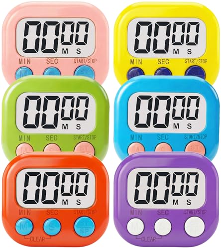 Digital Timer for Classroom Teachers Students, Magnetic Countdown Timer | Easy Timers for Kids Homework Study Kitchen Cooking Gym Game, 6 Pcs