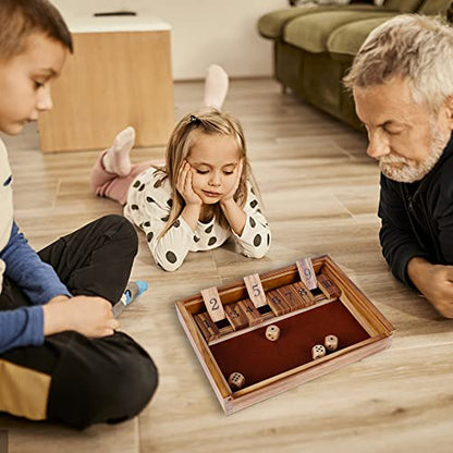 Glintoper Shut The Box & 4 in a Row Tables Game Set, Classic Wood Dice Game with Numbers & Line Up 4 Game for Kids Family, Living Room Rustic Coffee Table Decor, Travel Game Strategy Board Games - style: Shut The Box & 4 in a Row
