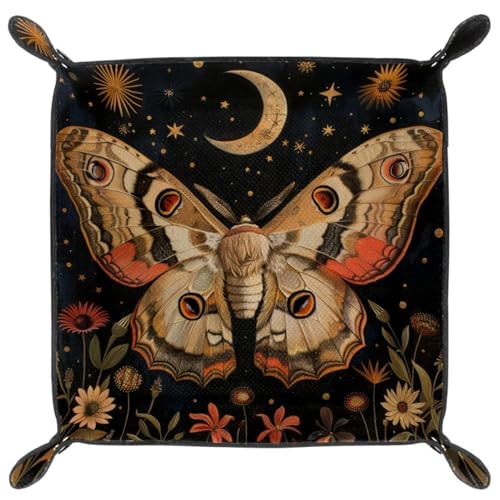 Butterfly Moth Moon Dice Tray Dice Rolling Tray Folding Dice Holder for Dice Games, Like RPG, DND and Other Table Games - color: Multi 16