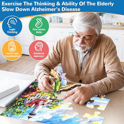 6 Packs 16 Large Piece Puzzle for Seniors, Dementia Alzheimer's Products Activities for Elderly Adults, Easy Puzzle Alzheimer’s Memory Cognitive Game Gift for Patient in Nursing Home - style: 6 Pack 16 Large Piece