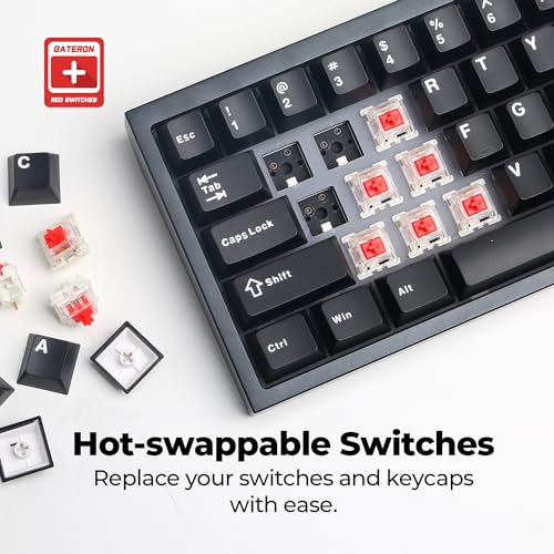 CyberPowerPC CK60 Black 60% Hot-Swappable RGB Customizable Mechanical Gaming Keyboard, Dampening Foam, Aluminum CNC Case w/Gateron Red Switches and PBT Keycaps - color: Black