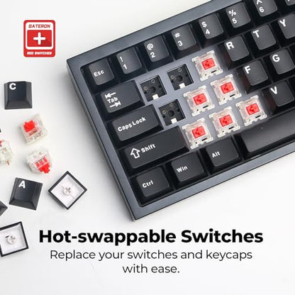 CyberPowerPC CK60 Black 60% Hot-Swappable RGB Customizable Mechanical Gaming Keyboard, Dampening Foam, Aluminum CNC Case w/Gateron Red Switches and PBT Keycaps - color: Black