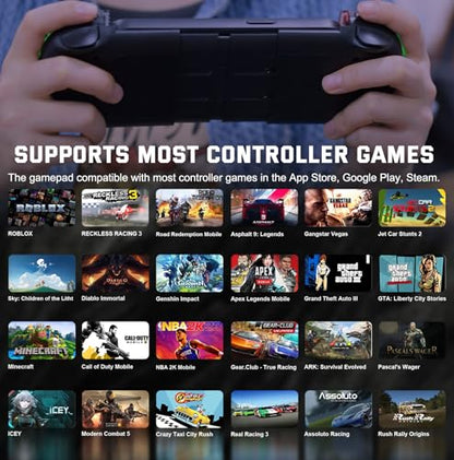 Joso Phone Controller for iPhone, Android, wireless Game Joystick with Hall Effect Joystick/Turbo, Gaming Controller for iPhone 16/15/14/13/12 Series, Galaxy S24/23/S22/S21 Series Play Roblox & More - color: Black