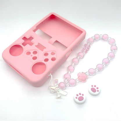 Silicone Case for R36S Handheld Game Console Protective Case with Lanyard Button Cover Accessory for Gift (Pink) - color: Pink