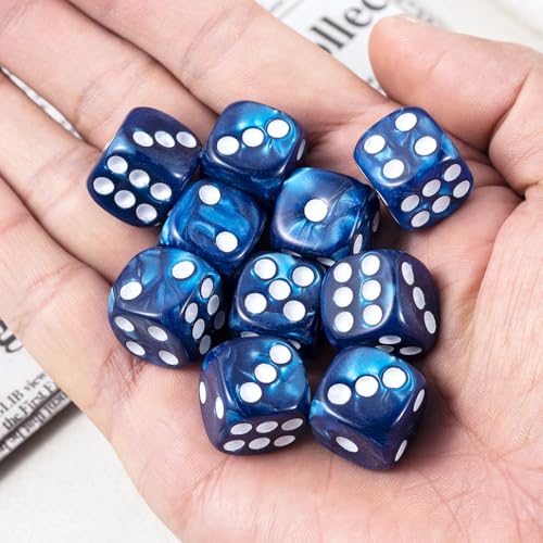 10 Pieces Polyhedral D6 Dice Set, 6 Sided Dice 16mm for RPG MTG DND Table Games (Blue) - color: Blue