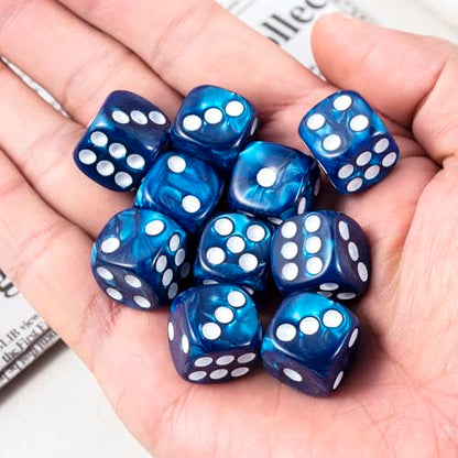 10 Pieces Polyhedral D6 Dice Set, 6 Sided Dice 16mm for RPG MTG DND Table Games (Blue) - color: Blue