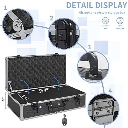 20 Inch Hard Carrying Case Ideal for Wireless Mic System Storage & Camera Gear Transportation, Aluminum Alloy Sturdy Build, Customizable Pre-Diced Foam, Black - size: Inner：19.6''X 9.6''X 5.6''